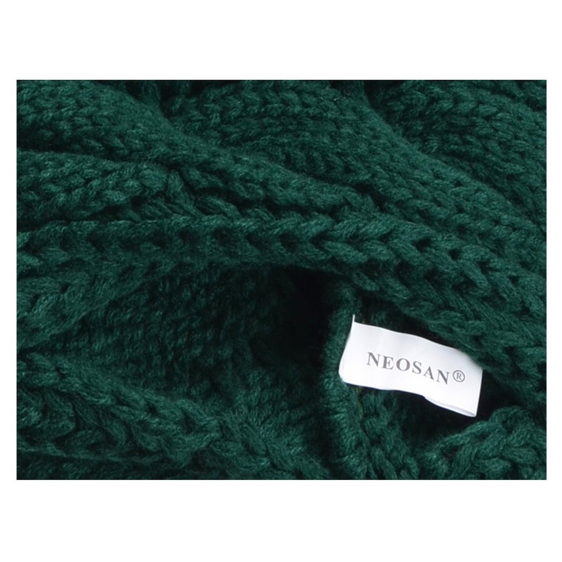 NEOSAN Womens Thick Ribbed Knit Winter Infinity Circle Loop Scarf Twist Dark Green - Image 4